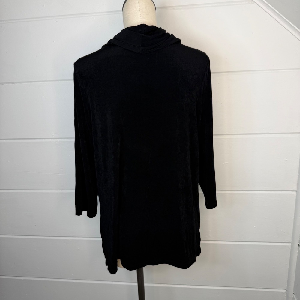 Chicos Travelers Size 3 XL 16‎ Black Cowl Neck 3/4 Sleeve Shirt Top - Picture 3 of 10